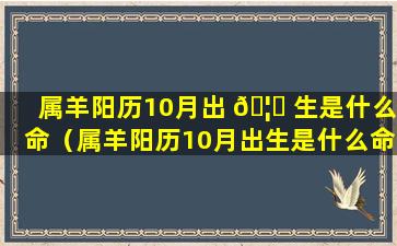 属羊阳历10月出 🦉 生是什么命（属羊阳历10月出生是什么命格）